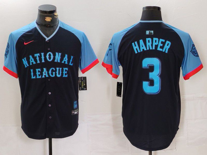 Men Philadelphia Phillies #3 Harper Blue All star 2024 Nike MLB Jersey style 1->philadelphia phillies->MLB Jersey